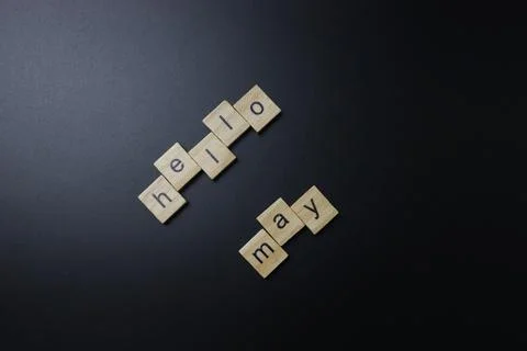 Hello May Letters Stock Photos