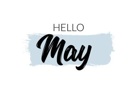 Hello may month lettering vector welcome background design card Stock Illustration