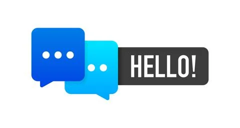 Hello message bubble banner on white background. Vector illustration. Stock Illustration
