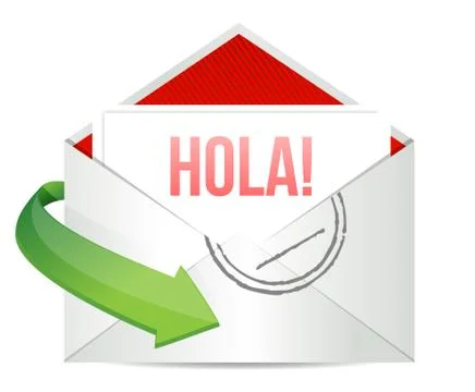 Hello message on an envelope written in spanish Stock Illustration