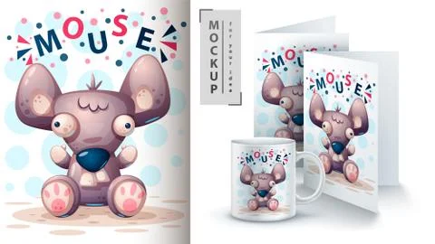 Hello mouse, rat - mockup for your idea Stock Illustration
