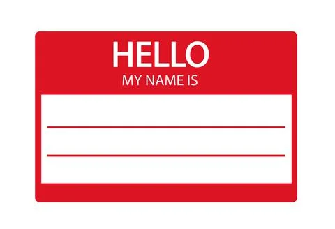 Hello, my name is introduction flat label Stock Illustration