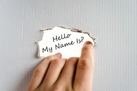 Hello my name is text concept Stock Photos
