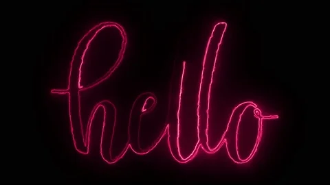 Hello neon text effect on black background. Stock Footage 201247049