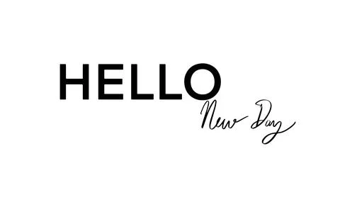 Hello new day text font calligraphy hand written lettering script black col.. イラスト素材