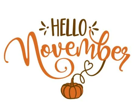 Hello November - Hand drawn vector illustration Stock Illustration