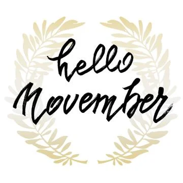 Hello November lettering Stock Illustration