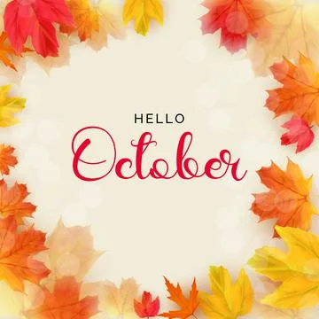 Hello October background with falling leaves. Vector Illustration Stock Illustration