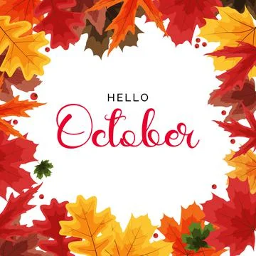 Hello October background with falling leaves. Vector Illustration Stock Illustration