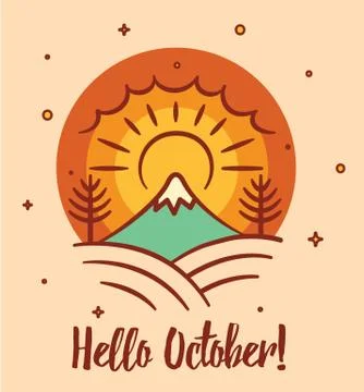 Hello october postcard 스톡 일러스트