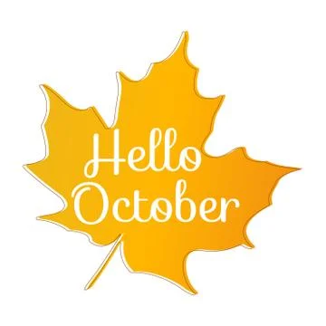 Hello October quote in orange maple leaf Stock-Illustration