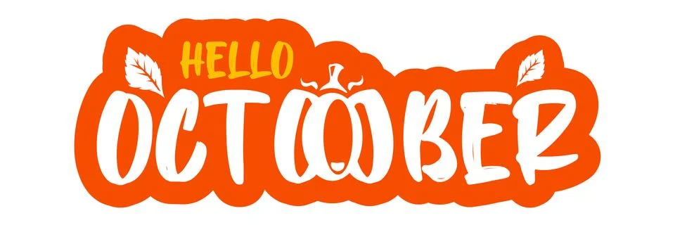 Hello October text with pumpkin isolated on transparent background. Hello Stock Illustration