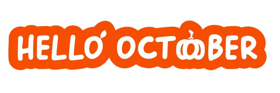Hello October text with pumpkin isolated on transparent background. Hello Illustrazione stock