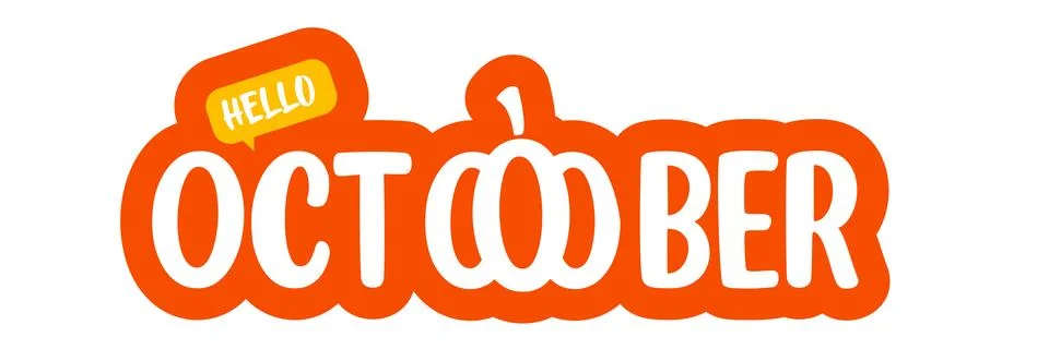 Hello October text with pumpkin isolated on transparent background. Hello Stock Illustration