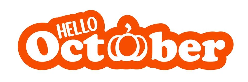 Hello October text with pumpkin isolated on transparent background. Hello Stock Illustration