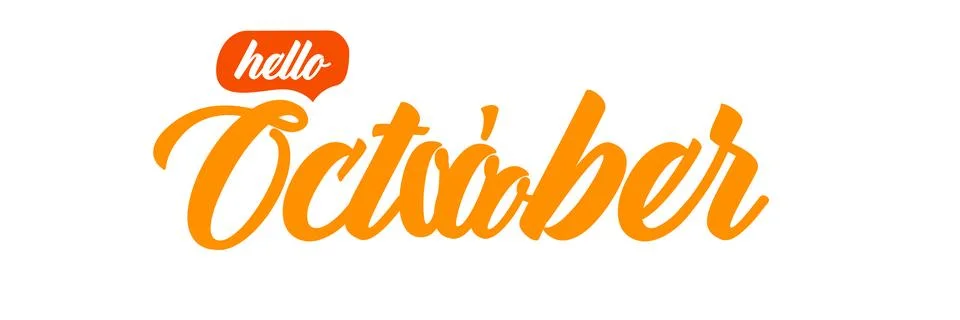 Hello October text with pumpkin isolated on transparent background. Hello Stock Illustration