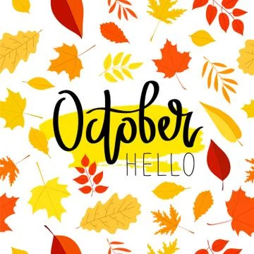 Hello October. The trend calligraphy. Stock Illustration