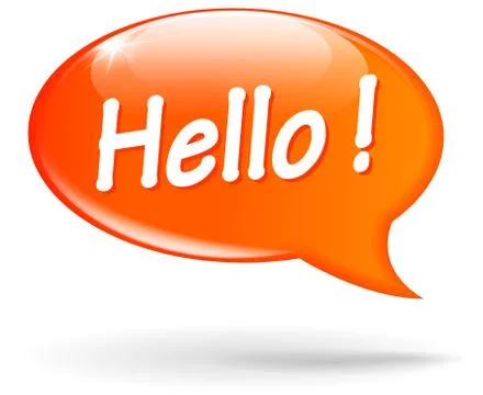 Hello orange speech bubble Stock Illustration