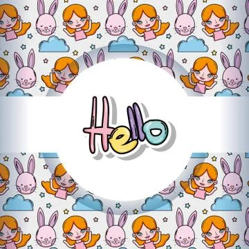 Hello pattern background Stock Illustration