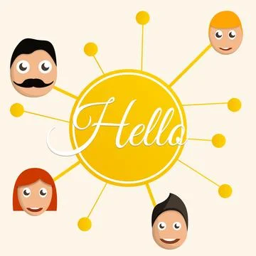Hello people group concept background, cartoon style Stock Illustration