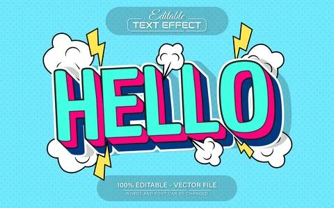 Hello pop art text effect editable イラスト素材