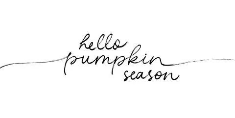 Hello pumpkin season vector linear style lettering Stock Illustration