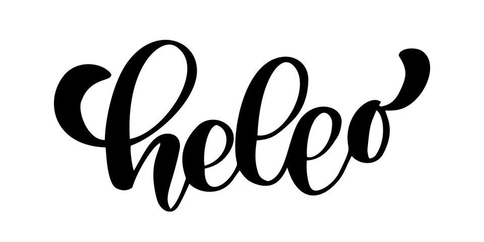 Hello quote message. Calligraphic simple logo introduction style. Vector Stock Illustration