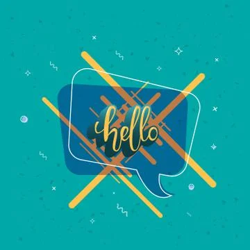 Hello quote with speech bubble for banner, poster, social media networks. Vec Stock Illustration