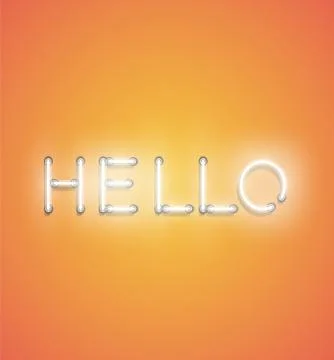 'HELLO' - Realistic neon sign, vector illustration Stock Illustration
