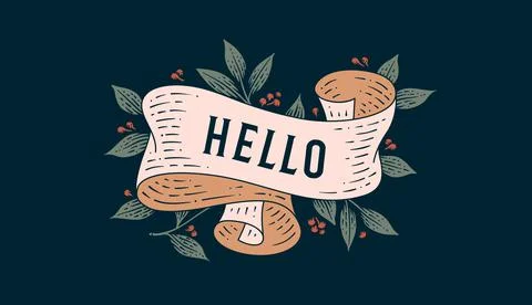 Hello. Retro greeting card Stock Illustration