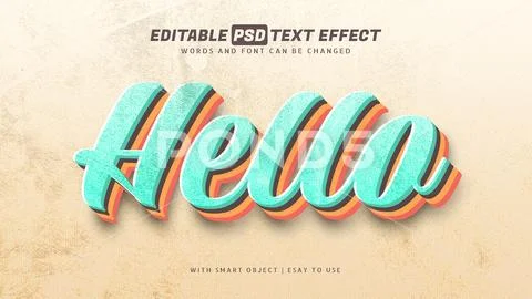 Hello retro vintage text effect PSD Template