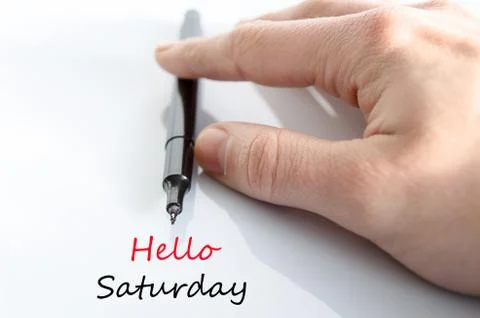 Hello saturday text concept Stock Photos