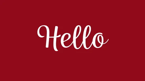 Hello Script Text on a Red Background Stock Footage 296510192