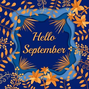 Hello September Card Vector Illustration Illustrazione stock