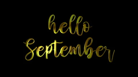 Hello September Gold Handwriting Text Animation. Stock-Footage 290824029