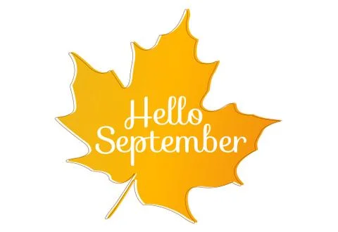 Hello September quote in orange maple leaf Stock Illustration