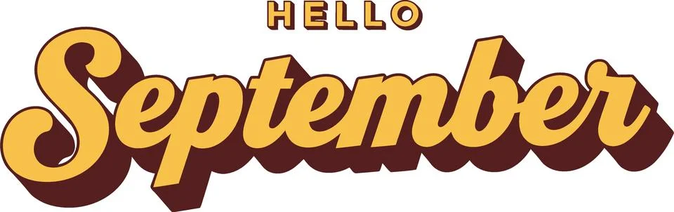 Hello September Retro Script Font Text Stock Illustration