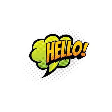 Hello speech bubble cloud greeting halftone label Stock Illustration