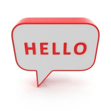 Hello speech bubble red and white talk balloon Illustration
