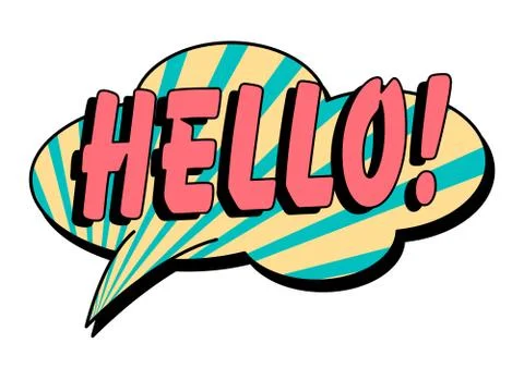 Hello speech bubble in retro style Stock Illustration