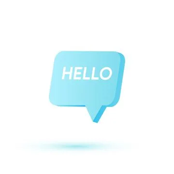 Hello speech bubble with shaped box in 3d Stock Illustration