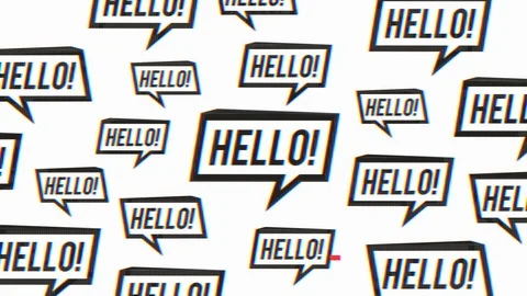 Hello Speech Bubble Sign With Glitch Effects Stock-Footage 99231900