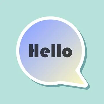 Hello speech bubble sticker icon in flat style. Hi message vector illustrat.. Illustrazione stock
