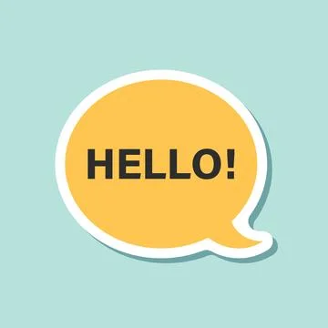 Hello speech bubble sticker icon in flat style. Hi message vector illustrat.. Illustrazione stock