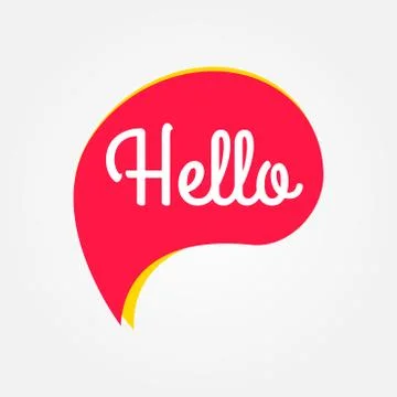Hello speech message. Red speech bubble icon with Hello quote. Vector Stock Illustration