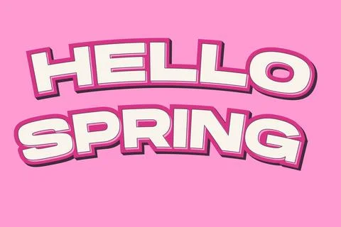 Hello spring 3d editable text effect Stock Illustration
