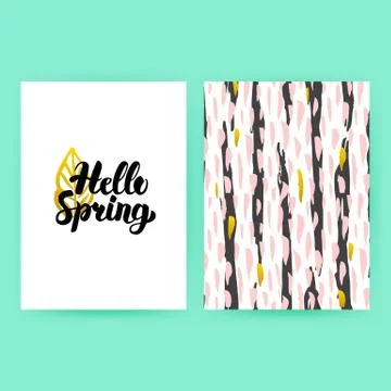 Hello Spring 80s Style Poster Stock Illustration