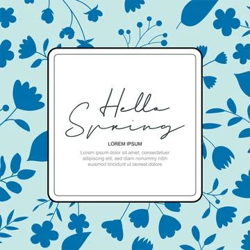 Hello spring banner background template with colorful flower.Can be use socia Stock Illustration