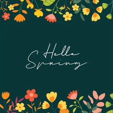 Hello spring banner background template with colorful flower.Can be use socia Stock Illustration