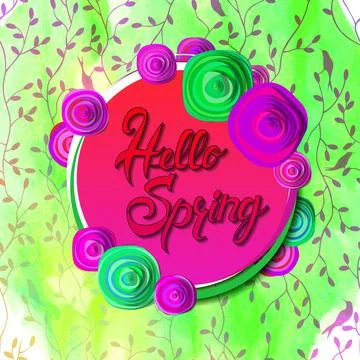Hello spring banner. Stock Illustration
